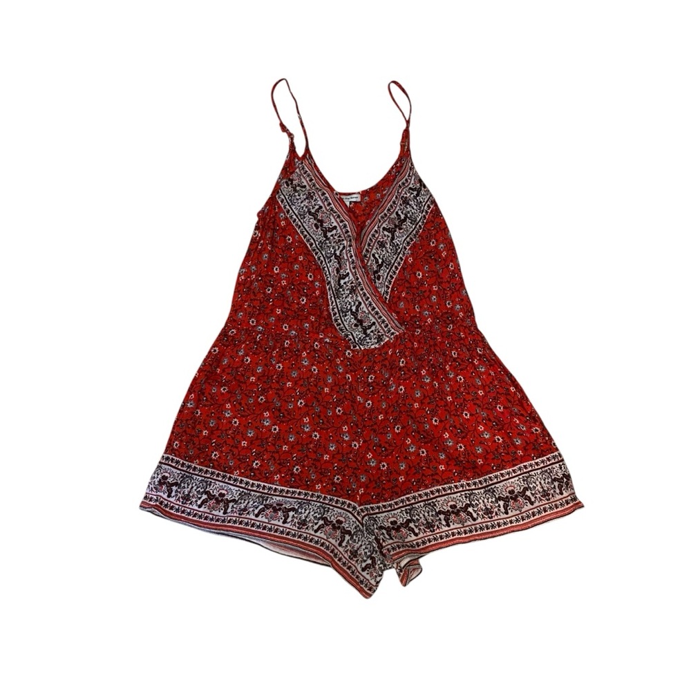 American Rag Romper Red Paisly